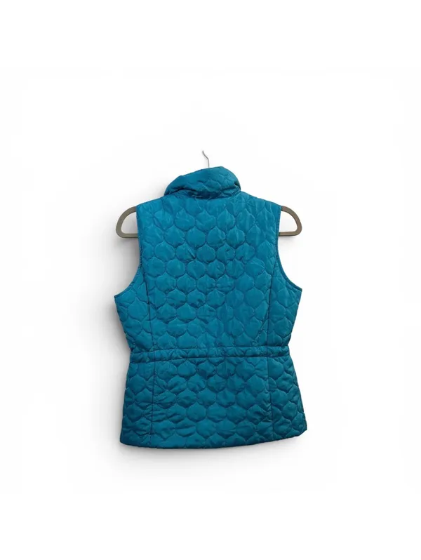 IZOD Women’s Quilted Puffer Vest Blue Teal Snap Front Mock Neck Size Small S - Image 2
