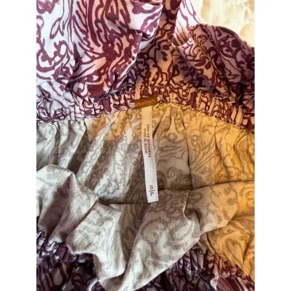Free People Paisley Mini Dress Small Bow Sleeve Off Shoulder Cotton Pockets Boho - Image 5