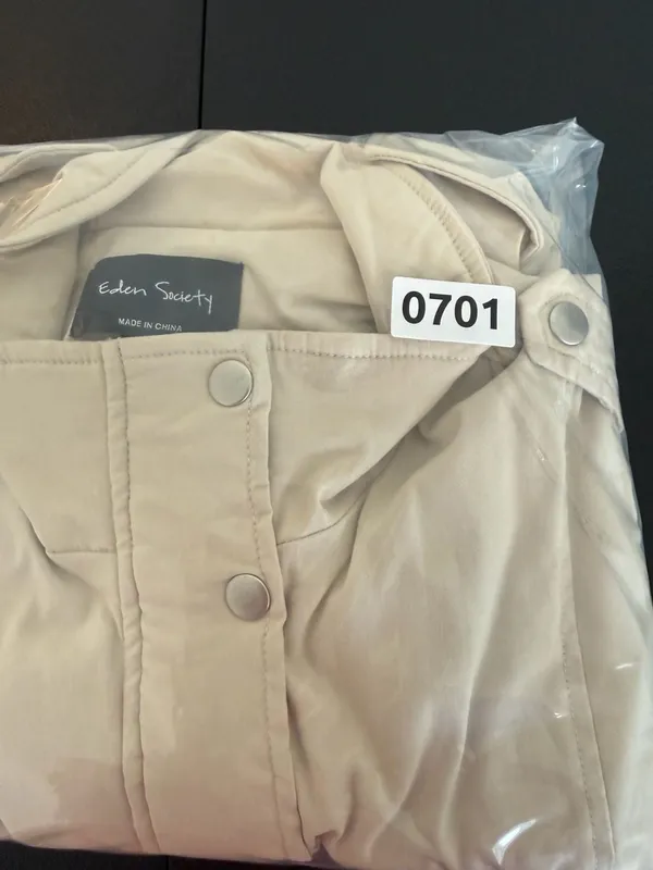 Eden Society Beige Utility Cargo Jacket Size Large Tan - Image 7