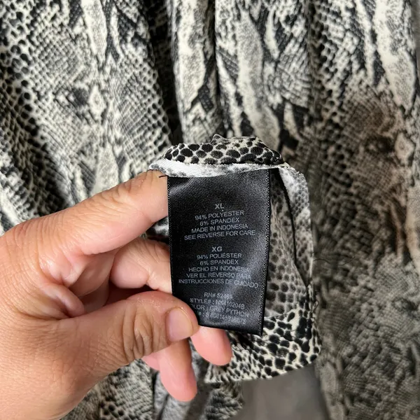Norma Kamali Snakeskin Print Long Sleeve‎ Top Y2K Animal Print Size XL Stretchy - Image 5