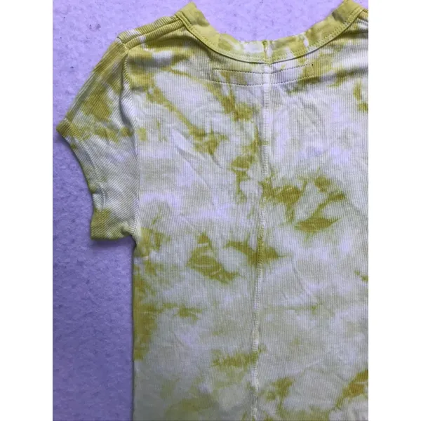 Enza Costa Ribbed T-Shirt Womens Small Lime Ionic Tie Dye Silk Short Sleeve Top - Image 9