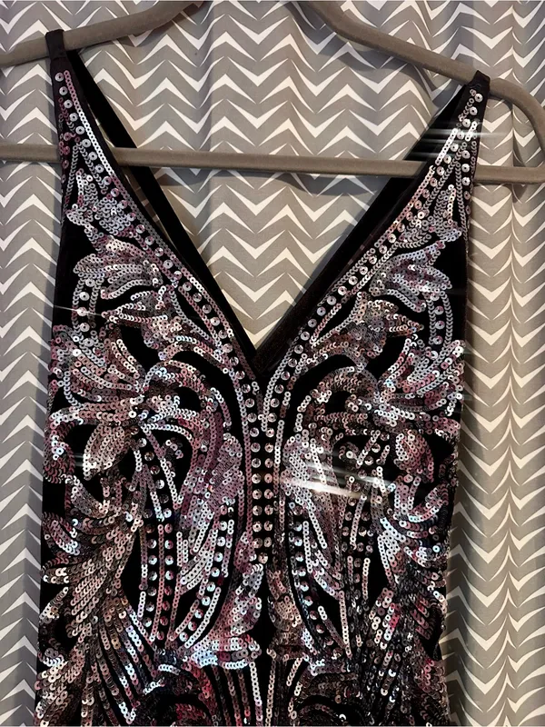 Express | Velvet Sequin Halter Bodycon Mini Sheath Dress, size S - Image 4
