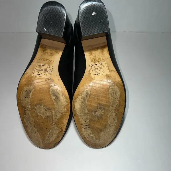 Aldo Dominica Black Leather Block Heel Ankle Booties with Tassel Zipper Size 8 - Image 10
