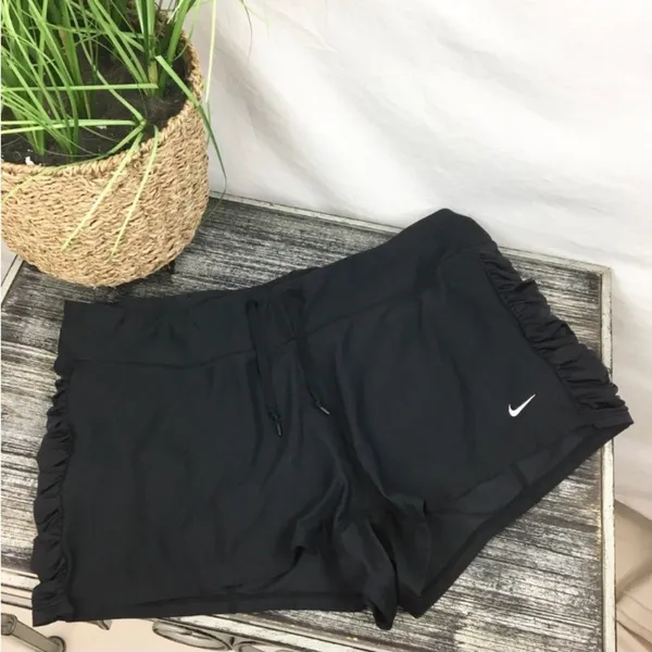 Nike SET Black Side Ruched Dri-Fit Sport Shorts & Racerback Top M L - Image 3