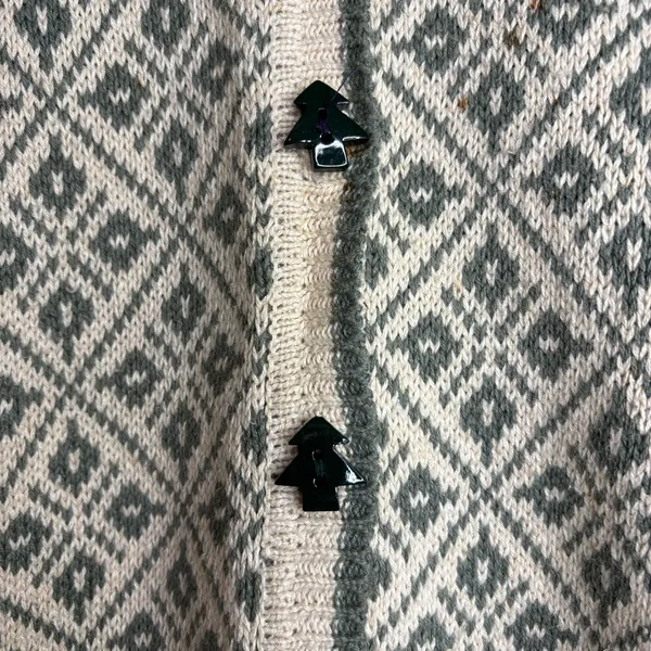 Woolrich Tree Heart Print Sweater S‎ Ramie Cotton Button Cardigan Outdoorsy - Image 3
