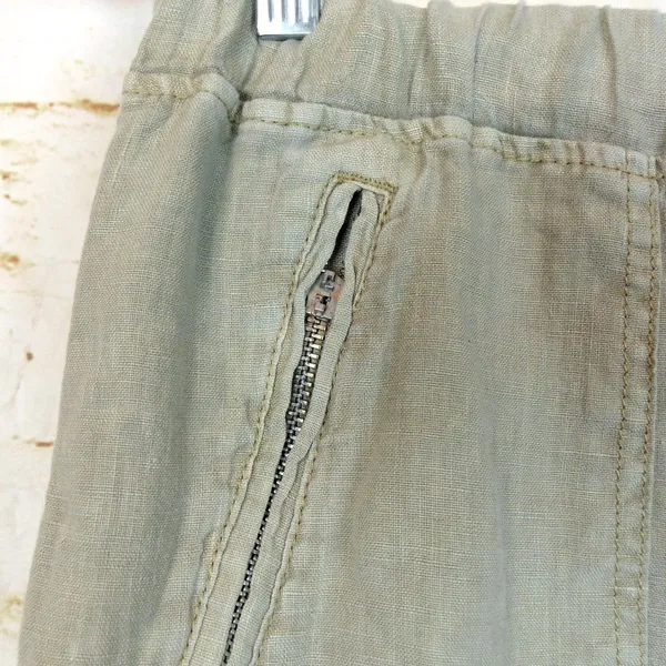 Blank NYC Cargo Pants Womens 27 100% Linen Beige Utility Jogger Pull On Beach - Image 4