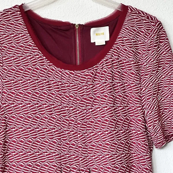 Anthropologie Maeve Dora Large Shirt Dress Red Textured Lined - Image 11