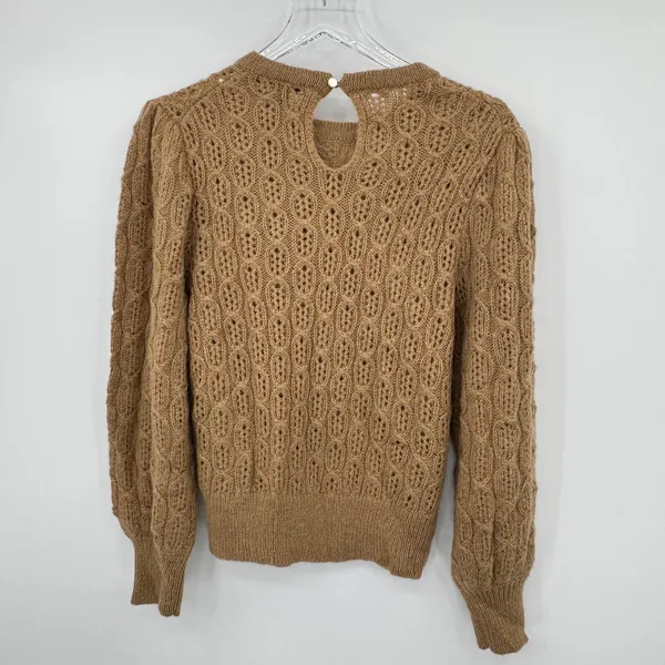 J. Crew sweater size M alpaca wool cable knit balloon sleeve pullover camel NEW - Image 4