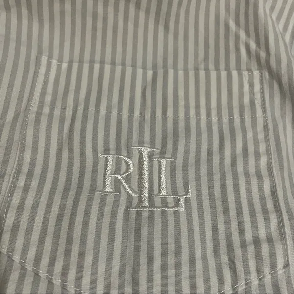 Lauren Ralph Laure Cotton Sleep Shirt Striped Light Pink Size Medium - Image 4