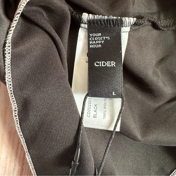 Cider Black Satin 3 Piece Pink Trim Pajama Lounge Set Size Large - Image 8