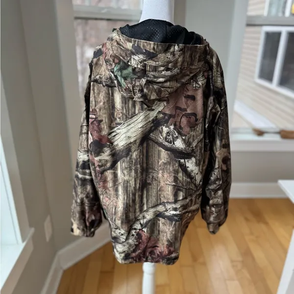 Russell Athletic Russell Outdoors Green Brown Tan Camouflage Full Zip Hooded Jacket Size Kids XL - Image 4