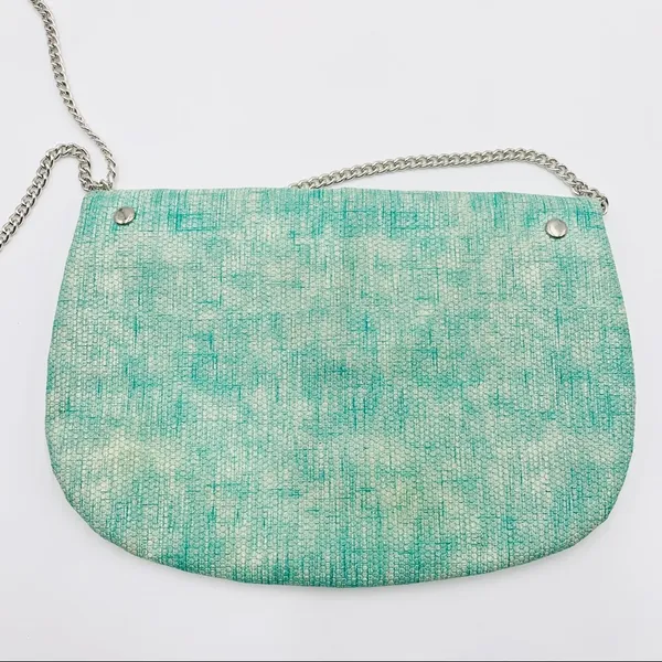 l*space Aqua Teal Blue Space Dye Silver Chain Crossbody Festival Bag Purse - Image 8