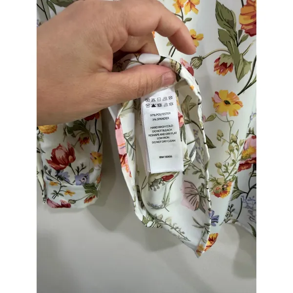 Joie Floral Print Button Down Blouse White Garden Botanical Long Sleeve Medium - Image 5
