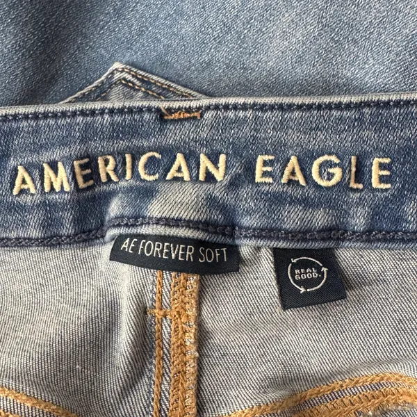 American Eagle SZ 4 Curvy Hi-Rise Jeggings Jeans Stretch Zip-Fly Pockets Whisker - Image 8
