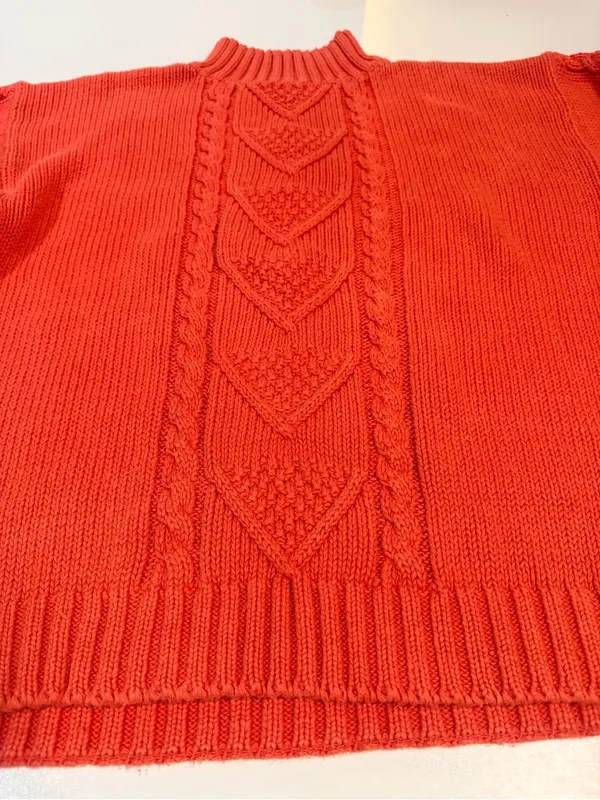 Nuovo Cable Knit Mock Turtleneck Sweater in Orange - Image 4