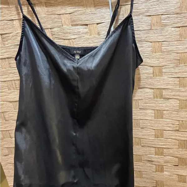 AFRM Revolve Katica Satin Midi Dress In Noir Elegant Black Satin Slip Dress M - Image 6