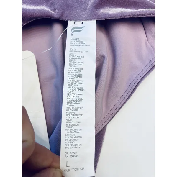 Fabletics Gigi Velour Bodysuit Women L‎ Purple One-Shoulder Snap Closure Velvet - Image 7