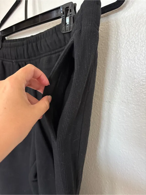 Solid Black Fleece Jogger Pants Size L - Image 5