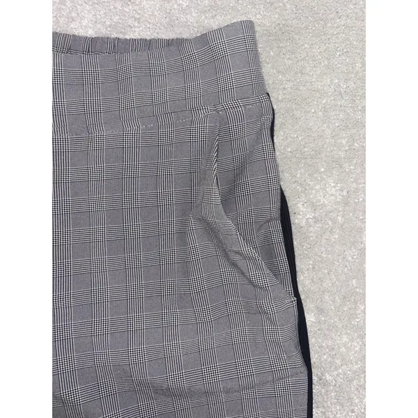 Athleta Pants Womens 4 Gray Black Plaid Brooklyn Ankle‎ Side Stripe Stretch - Image 3