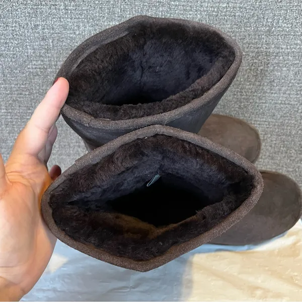 BearPaw Women’s Elle Tall Classic‎ Brown Suede Boots Sz 11 Winter Preppy Comfort - Image 5