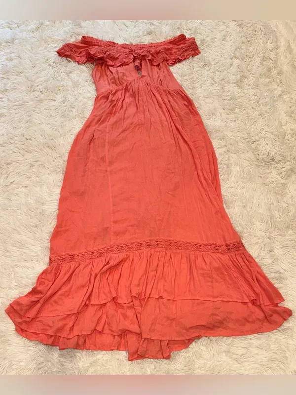 New FREE PEOPLE Moonlight Ocean Maxi in Burnt Coral Size L - Image 9