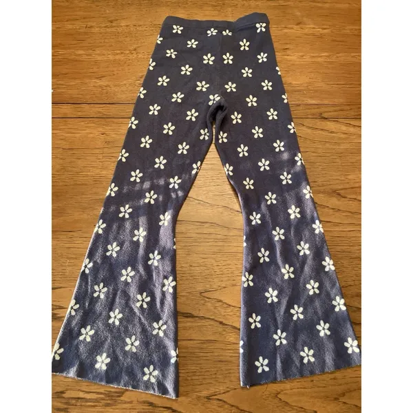 Altar'd State Women's Blue/White Floral Knit Pull-On Flared Sweatpants M - Image 3