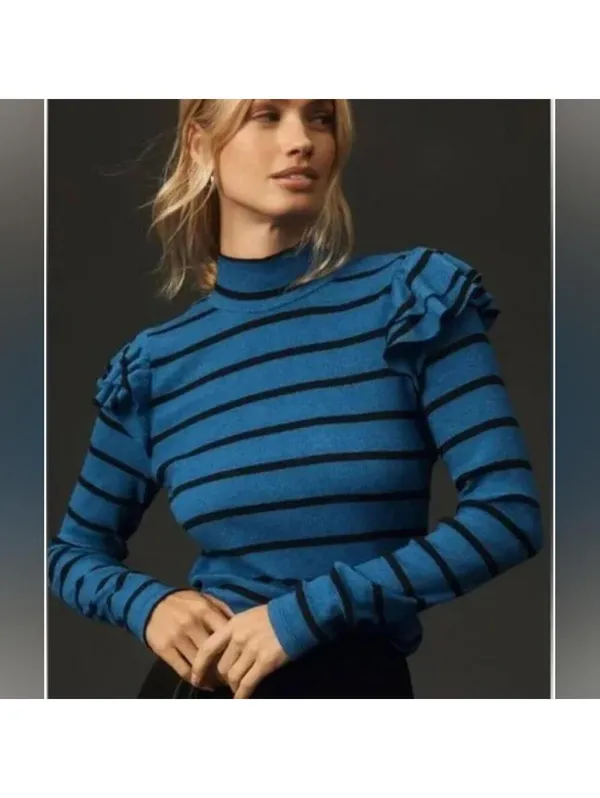 T.La Striped Ruffle Sleeve Top - Image 2