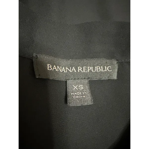 Banana Republic Black Pintuck Pleats Tie Neck Long Sleeve Shirt Blouse Top XS - Image 4