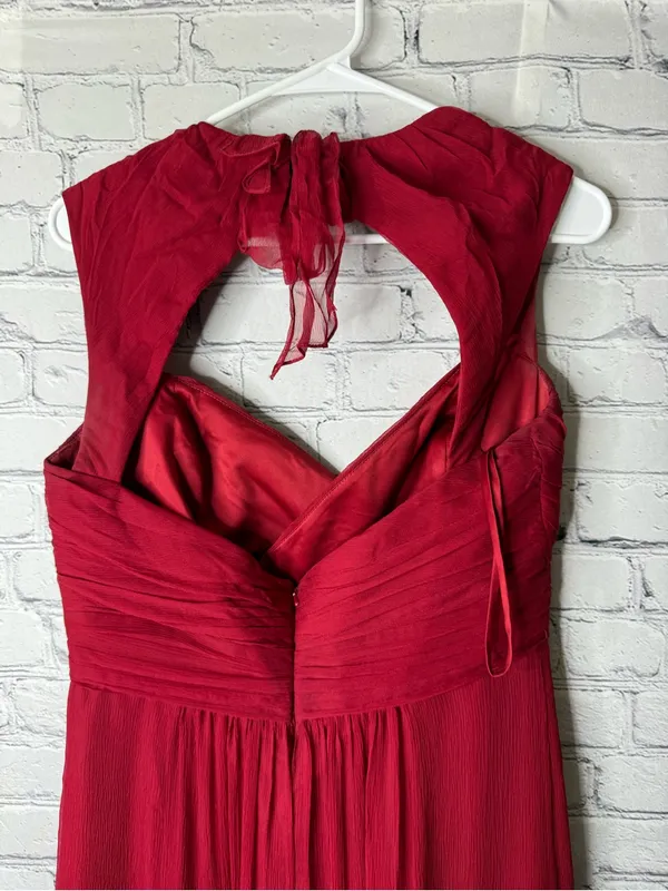 Amsale Elegant Red Halter Maxi Dress - Classic Evening Style size 10 - Image 9