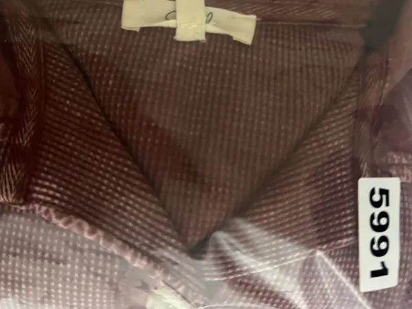 Easel Wine Mineral Washed Oversized‎ Long Sleeve Button Down Thermal Shirt - Image 6