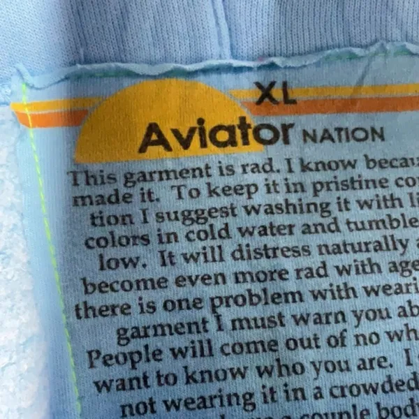 Aviator Nation Light Blue Track Pants with Yellow Accent - Image 3