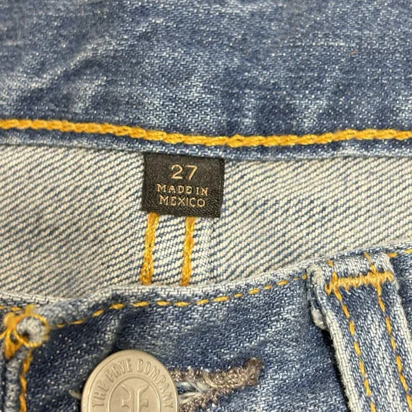 Frye Mid-Rise Straight Leg Distressed Jeans Medium Wash Stretch Size 27 ROPASL - Image 10
