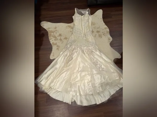 VTG Sue Wong Nocturne Silk Beaded Mermaid Wedding Dress Ivory Gown Sequin formal - Image 5