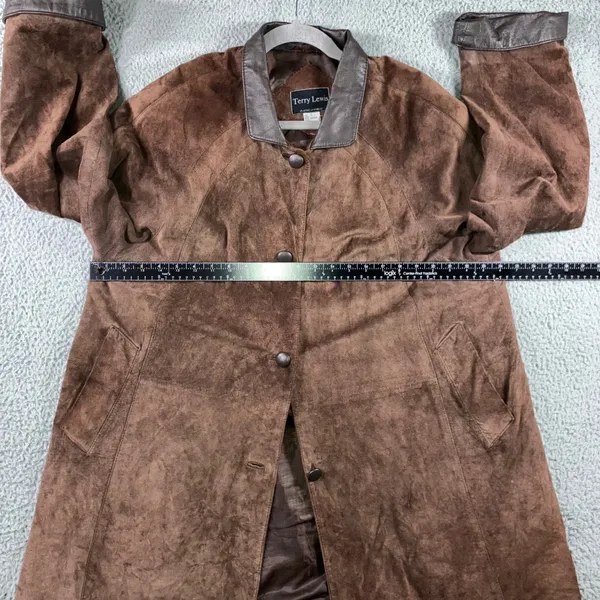 VTG Terry Lewis Leather‎ Suede Jacket Women L Button Front Relaxed Chore Classic - Image 9