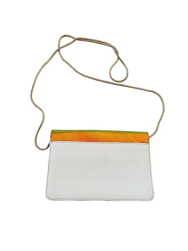 MILLY Hologram White Leather Studded Chain Crossbody Bag - Image 9