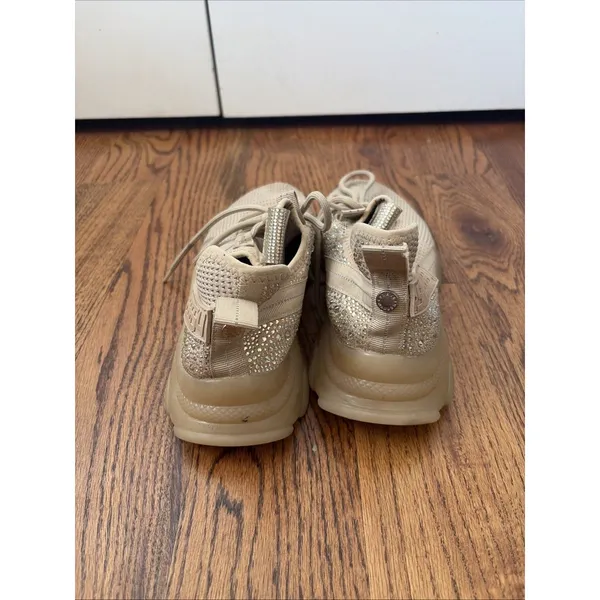 Steve Madden Women's Maxima Tan Glitter Embellished Sneaker Shoes Size 9.5 - Image 4