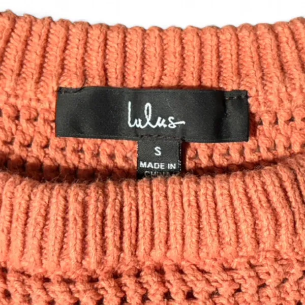 Lulus Terracotta Orange Open Stitch Knit Crop Tank Size S - Image 2