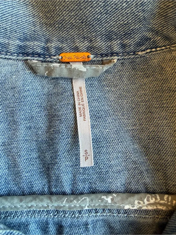 Free People Denim Jacket Western Boho Women’s Size Small Faded Country Prairie - Image 6