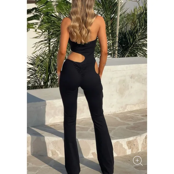 Outcast Jumpsuit Halter Neck Cut Outs Rinna Size XL Black - Image 6