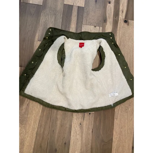 GUESS Sherpa Lined Puffer Vest Olive Green Size S Cozy Warm Casual - Image 3