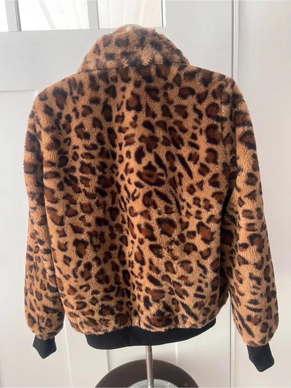 Leopard Faux Fur Bomber Jacket - Image 2