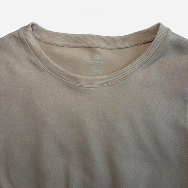 OFFLINE by Aerie Women M Cropped T-Shirt Short Sleeve Cream Beige - Image 3