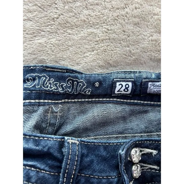 Miss Me Women's Bootcut Jeans Size 28 Blue Rhinestone Studded Flap Pocke… - Image 7