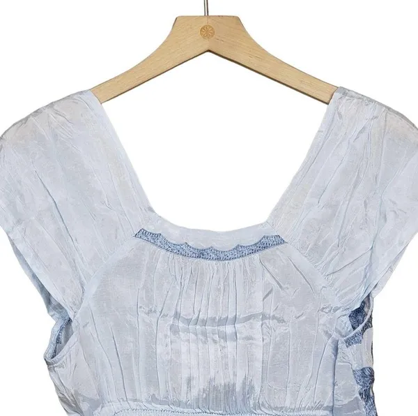 Free People Womens XS Sahara Embroidered Crop Top Blue NEW - Image 5