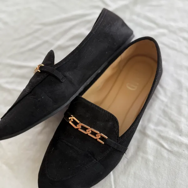 ASOS Black Loafers with Gold Chain Detail - Image 3