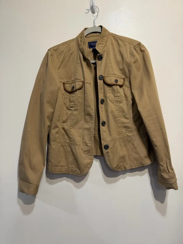 Chaps Denim Women’s Tan Utility Jacket 100% Cotton  Size Medium - Image 2