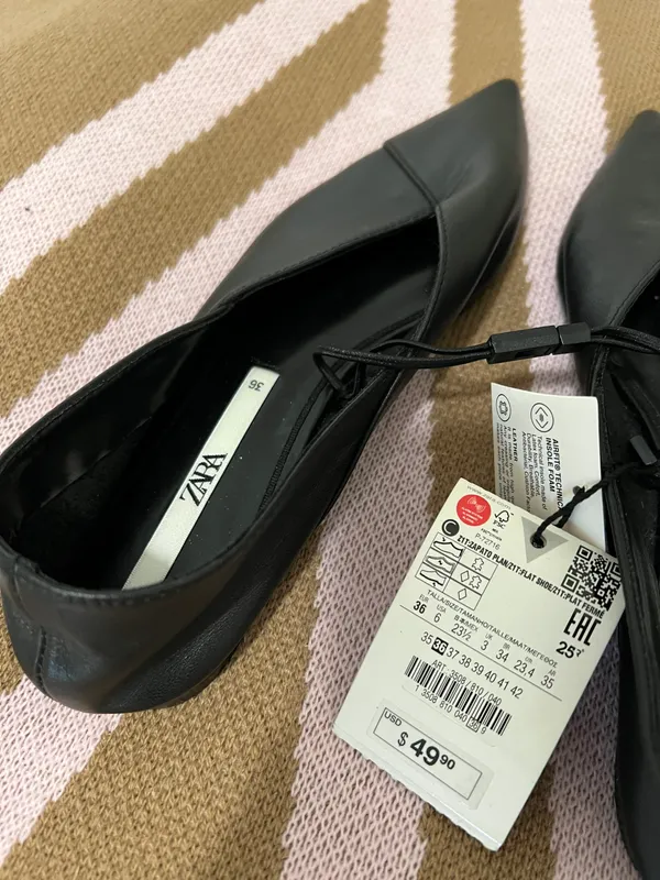 ZARA Basic Leather Ballet Shoes - Image 4