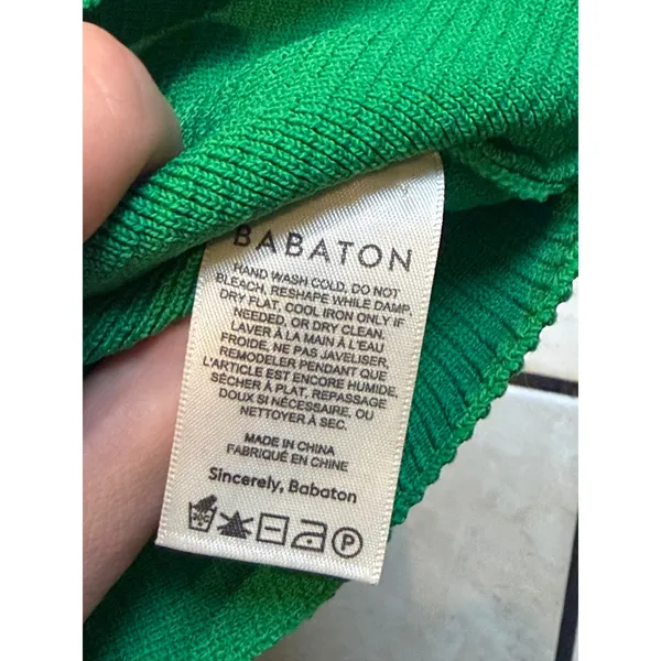 Babaton Sculpt Knit One-Shoulder Top Large Green Ribbed Sleeveless Tank - Image 3