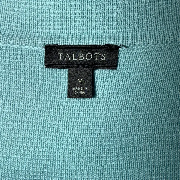 Talbots Cardigan Womens Size Medium Blue Pocket Button Up Heavy Sweater Jacket - Image 3