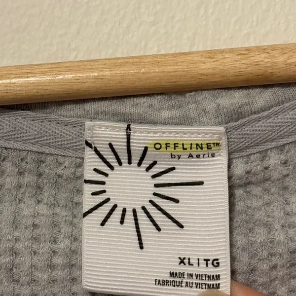 OFFLINE By Aerie Wow! Waffle Henley T-Shirt Size XL Gray - Image 3